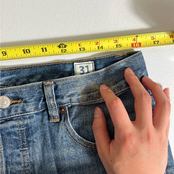 NWOT We The Free People Patchwork Distressed Button Fly Boho ankle jeans 31 - Picture 3 of 8